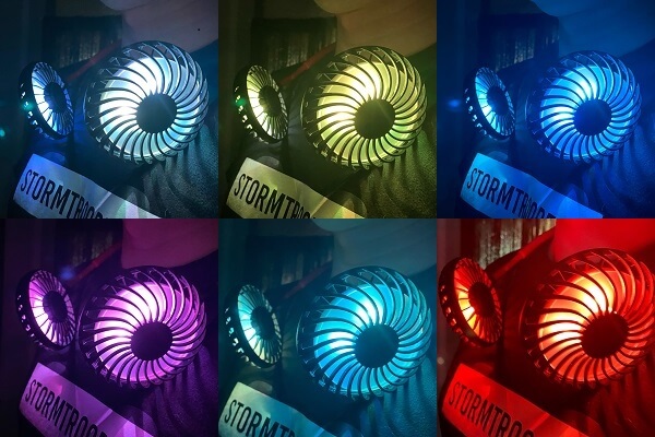 色々な色に光るNeck Twin Fan！